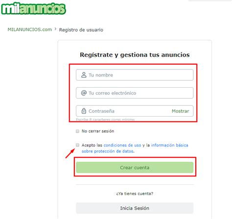 como registrarse en milanuncios|Como crear una cuenta en MilAnuncios 